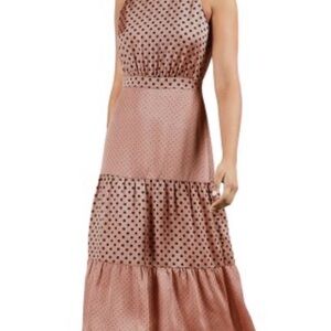 Ted Baker Pink and Black Polka Dot Maxi Dress